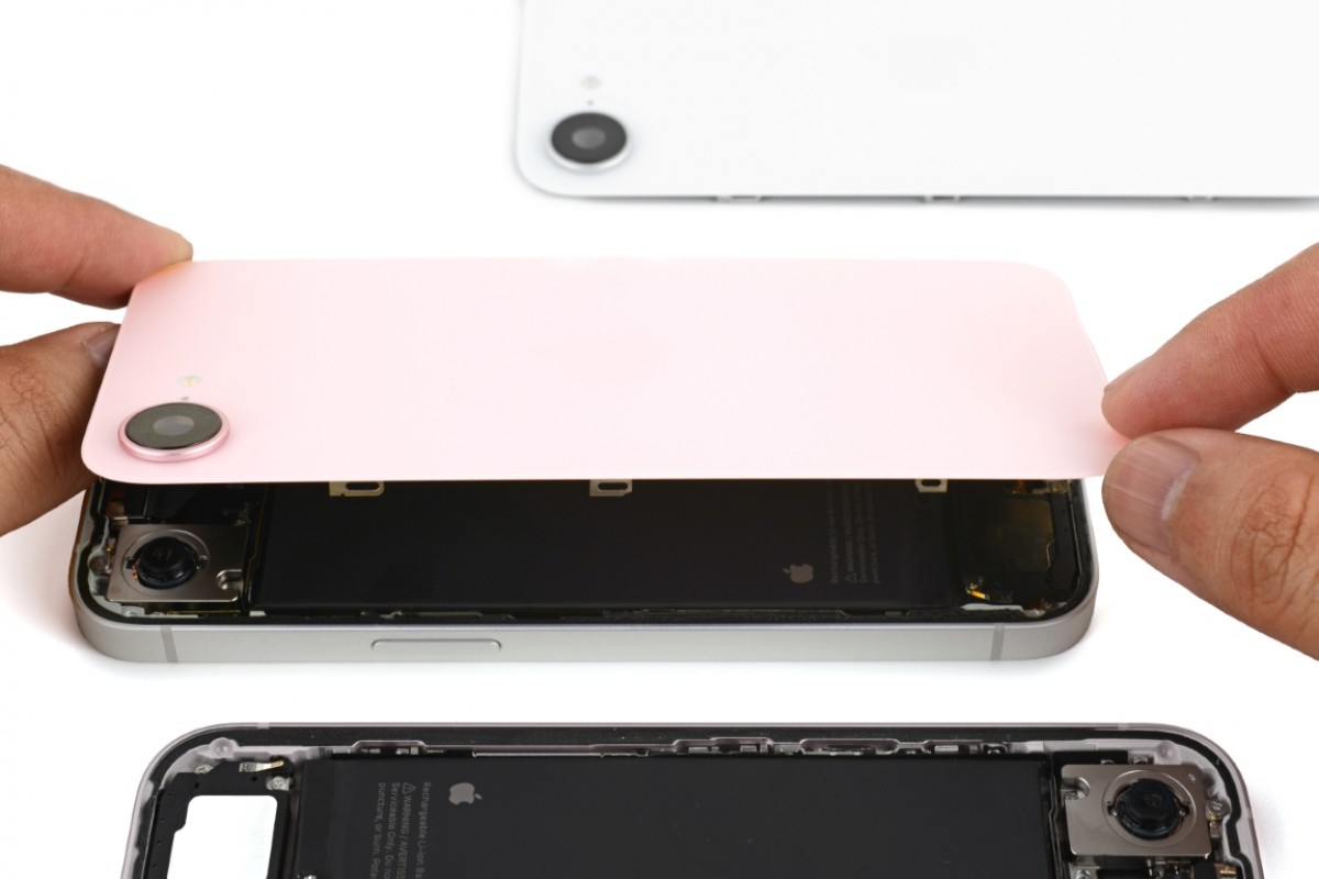 Rear panel of iPhone 17e on iPhone 16e
